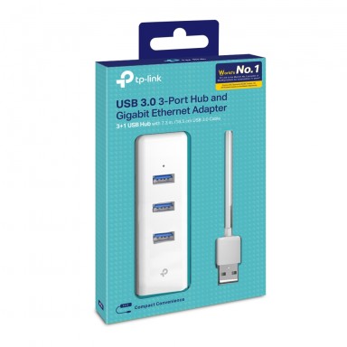 Placa de retea Ethernet Gigabit TP-Link UE330, USB 3.0, cu hub 3 porturi USB 3.0